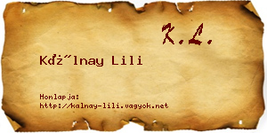 Kálnay Lili névjegykártya